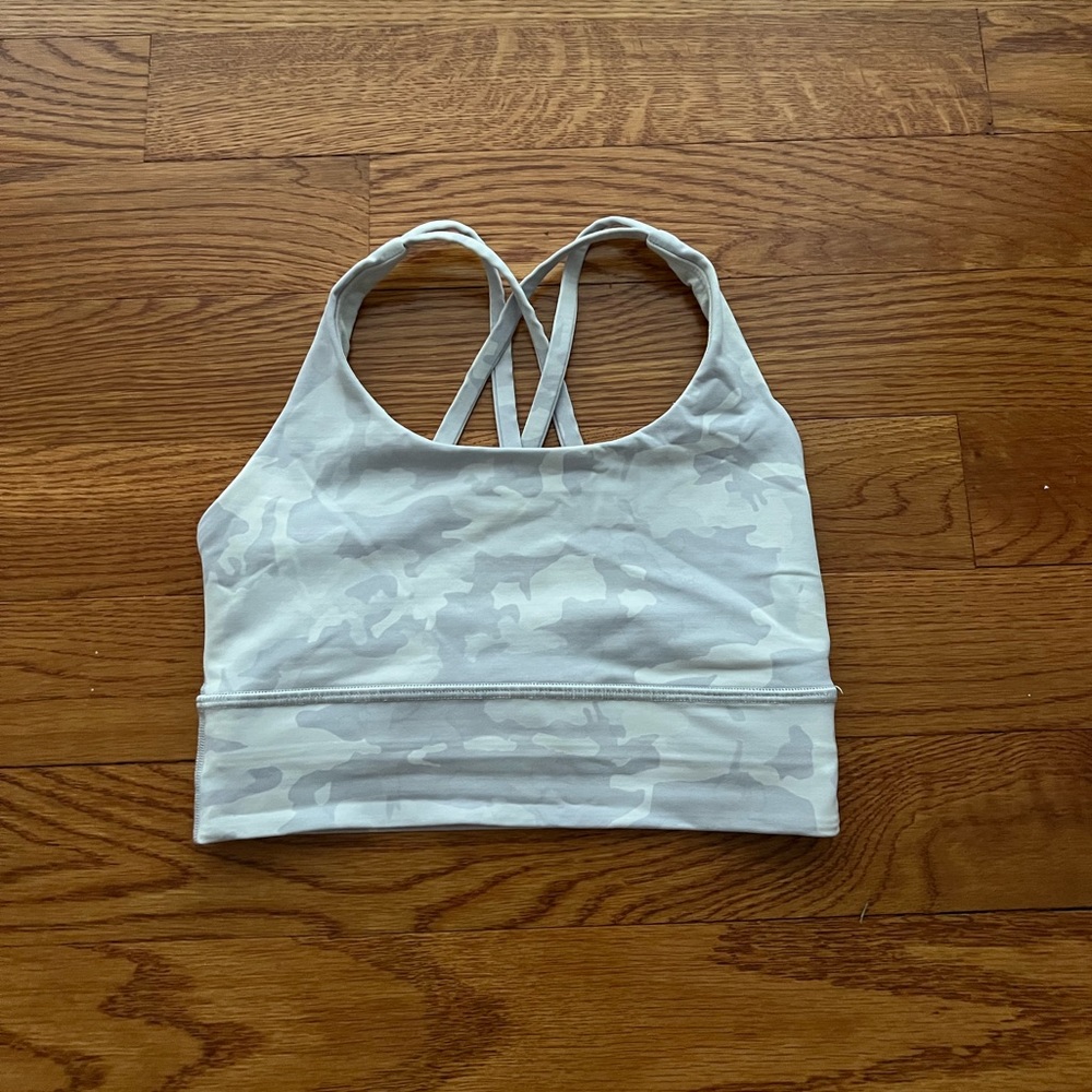Lululemon White Camo Energy Longline Bra Size 4 - Picture 1 of 5